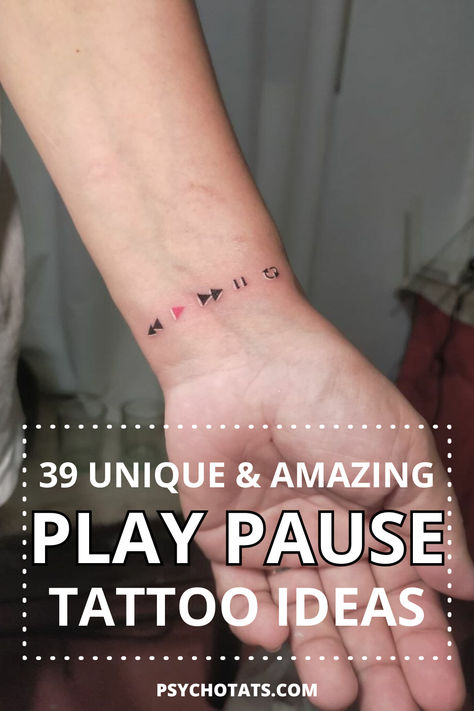 play pause tattoos Play Pause Tattoo, Play Pause Stop Rewind Tattoo, Pause Tattoo, Symbol Tattoos, Music Tattoos, Tattoos With Meaning, Tatting, Meant To Be, Tattoo Designs