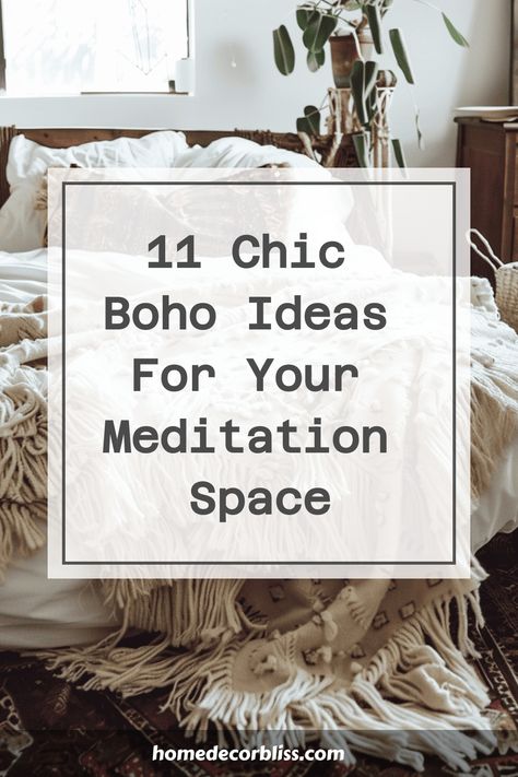 Discover 11 chic and boho-inspired ideas to elevate your meditation space. Create a calming oasis in your home with these beautiful decor suggestions that will help you find inner peace and serenity. Embrace the bohemian aesthetic and transform your meditation area into a tranquil retreat that enhances mindfulness and relaxation. Whether you prefer earthy tones, natural materials, or dreamy textiles, these ideas will inspire you to infuse your space with warmth and harmony. Rug For Yoga Room, Small Boho Home Ideas, Wellness Center Decor Ideas, Yoga Guest Room Ideas, Self Care Area In Room, Creating A Zen Space, Meditation Room Ideas Decor Small Spaces, Cozy Yoga Corner, Zen Office Space Meditation Rooms