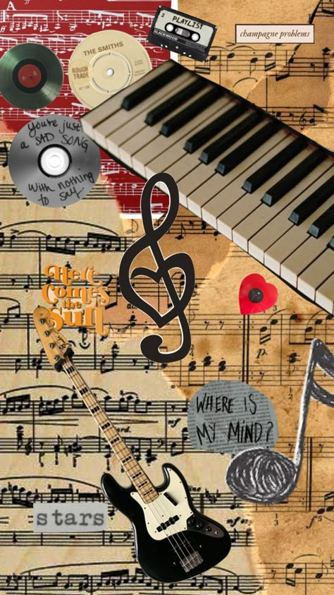 #music Music Instruments Aesthetic, Music Therapy Aesthetic, Music Gcse, Shuffle Art, Scrapbook Wallpaper, Music Art Painting, Scrapbook Prints, Happy Birthday Music, Sketch Background