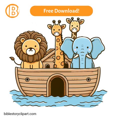 Animals in Noah's Ark Cartoon Noah Ark Animals Printable, Noah's Ark Drawing, Noahs Ark Mural, Noah's Ark Art, Bible Clipart, Kids Church Decor, Noah Ark, Noahs Arc, Noahs Ark Animals