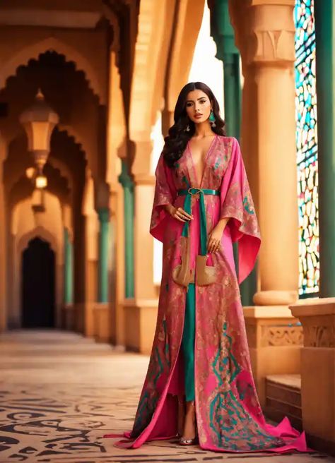 Arabian Outfits For Women, Arabian Night Party, Night Party Outfits, Arabian Outfit, Night Party Outfit, Middle East Clothing, Morocco Kaftan, Arab Dresses, Caftan Simple