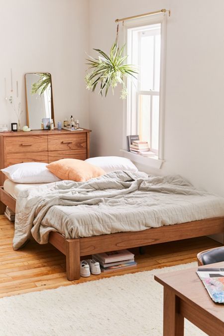 Bed Frames + Headboards | Urban Outfitters Bohemian Platform Bed, Queen Upholstered Headboard, Headboard Shapes, Mid Century Modern Bed, Single Bed Mattress, Modern Bed Frame, Bed Platform, Murphy Bed, Upholstered Headboard