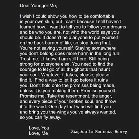 Dear Younger Me, Letter To Future Self, Responsibility Quotes, Motivational Letter, One Word Instagram Captions, Cute Text Quotes, Younger Self, Dear Self Quotes, Dear Self