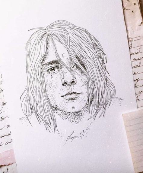 Nirvana Drawing, Nirvana Pictures, Kurt Cobain Art, Sketches Easy, Sketchbook Inspiration, Sketch Painting, Sketchbook Art Inspiration, Art Drawings Sketches Simple, Drawing Poses