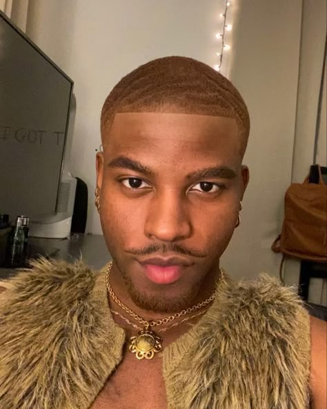 Black Ginger Hair Men, Men Hair Colors Ideas, Short Dyed Hair Men Black, Hair Color Ideas For Brown Skin Tone Men, Hair Dye Ideas For Short Hair Men, Black Man With Dyed Hair, Brown Hair Men Black, Hair Color Ideas For Black Hair Men, Ginger Hair Men Black