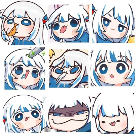 Vtuber Emotions, Chibi Expressions Faces, How To Draw Chibi Hair, Vtuber Expression, Cute Emoji Art, Chibi Expressions, Chibi Vtuber, Vtuber Emotes, Chibi Face