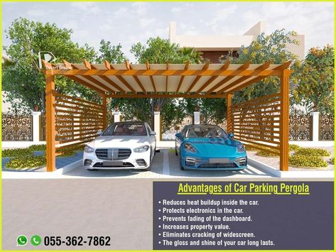 Parking Pergola, Car Park Design, Renovation Exterior, Garage Parking, Carport Garage, Car Shade, Carport Designs, Classic House Exterior, Wooden Pergola