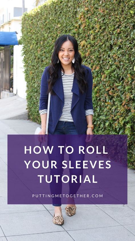 How To Roll Up Denim Jacket Sleeves, Roll Up Blazer Sleeves, Sleeve Roll Up Women, Roll Blazer Sleeves How To, Blazer Sleeves Rolled Up, Blazer Rolled Up Sleeves, How To Roll Blazer Sleeves, How To Keep Blazer Sleeves Up, How To Fold Blazer Sleeves