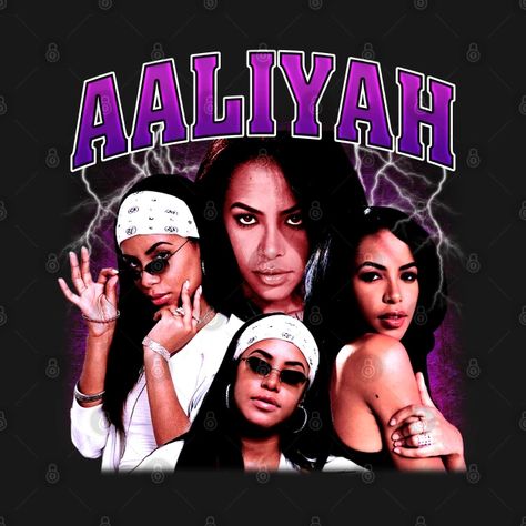 Aaliyah Bootleg Tee Vintage - Aaliyah - T-Shirt | TeePublic 90s Shirts Graphic Tees, Aaliyah Shirt, Aaliyah Aesthetic, Aaliyah T Shirt, Aaliyah Hair, Bootleg Design, 90s Rappers Aesthetic, Retro Shirt Design, Destroyed T Shirt