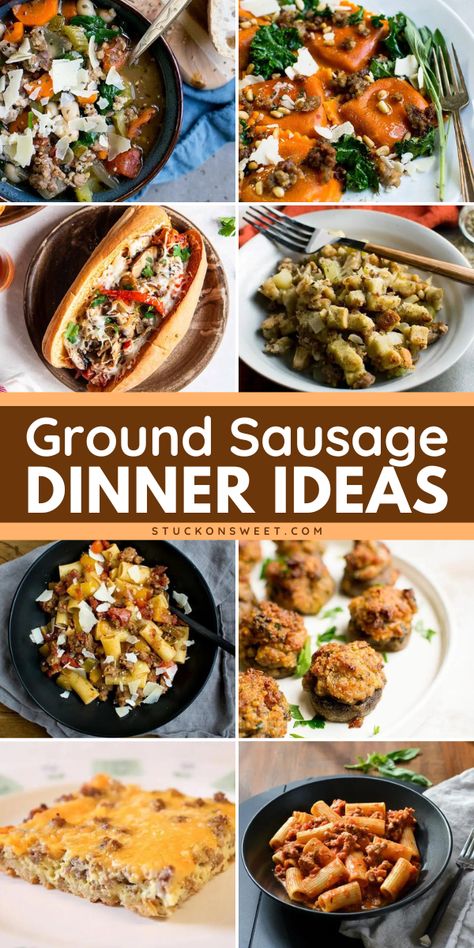 Ground sausage is a versatile dinner ingredient as it adds so much flavor to the overall meal. Ground sausage can be used in pastas, soups, casseroles, sandwiches and more. It’s often a cheaper meat option as well, making meal planning budget friendly. Let’s take a look at some amazing recipes where ground sausage shines! Ground Sausage Meal Prep, Ground Sweet Sausage Recipes Dinners, Recipe Using Ground Sausage, What To Make With Sausage Meat, Recipe For Sausage, Diner Ideas With Sausage, Healthy Ground Sausage Recipes Dinners, Recipes For Ground Sausage, Ground Country Sausage Recipes