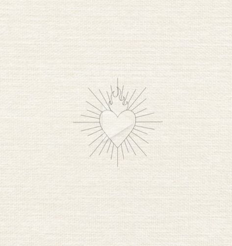 Minimal Sacred Heart Tattoo, Marys Heart Tattoo, Sacred Heart Tattoo Minimalist, Sacred Heart Tattoo Fine Line, Burning Heart Tattoo Minimal, Christian Heart Tattoo, Simple Sacred Heart Tattoo, Corazon Sagrado Tattoo, Mr K Tattoo