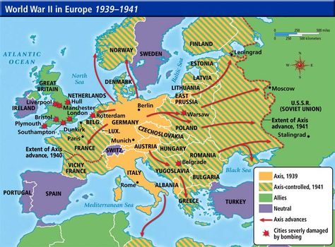 World War II in Europe 1939-1941 - ThingLink Wwii Maps, Perang Dunia Ii, Arizona Map, Map Worksheets, Europe On A Budget, United States History, Map Of Florida, Europe Photos, Battle Of Britain