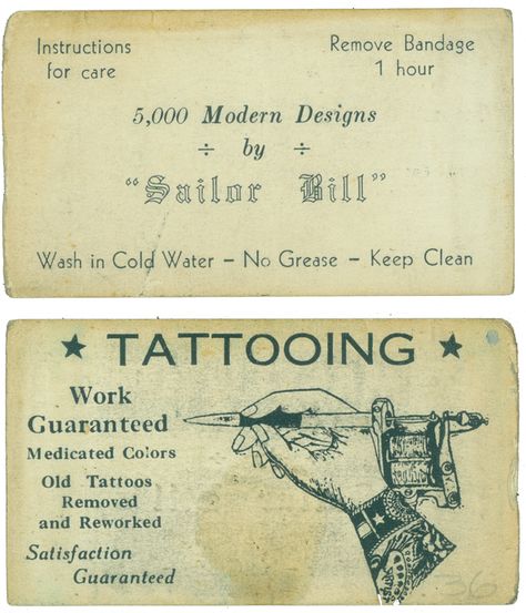 Tattoo Advertising, Tattoo Business Cards, Lyle Tuttle, Old Business Cards, Tattoo Merch, Tattoo Cards, Vintage Business Card Design, Antique Tattoo, Tattoo Museum