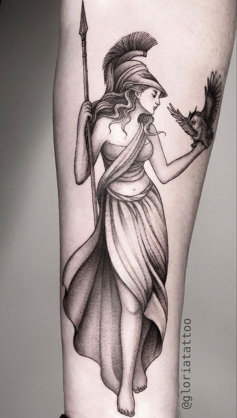 Cool Tattoo Sleeves, Athena Tattoo Design Greek Mythology, Athena Greek Mythology, Greek Goddess Tattoo, Athena Tattoo, Atlas Tattoo, Tattoo Sleeve Ideas, P Tattoo, Greek Mythology Tattoos