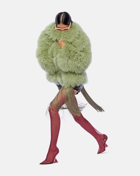 THE ATTICO | Green glimpses. Styling @georgia.pendlebury | Instagram Green Fur Coat, Green Fur, Coat Trends, Coat Women Fashion, The Attico, Coat For Women, Logo Line, Boot Pumps, Green Shorts