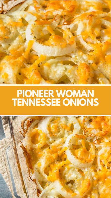 Pioneer Woman Tennessee Onions Recipe is made with sweet onions, thyme, parsley, garlic salt, oregano, mustard, cayenne pepper, butter, Cheddar cheese, and smoked Gouda cheese. This savory dish requires a total of 85 minutes to prepare and serves 10. Pioneer Woman Recipes Sides, Smoked Peppers, Tennessee Onions, Gouda Recipe, Pioneer Kitchen, Onion Casserole, Smoked Gouda Cheese, Sweet Onions, Smoked Gouda