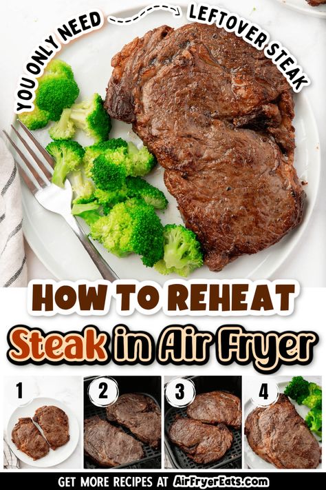 Reheat Steak In Air Fryer, Reheat Steak, Reheating Prime Rib, Steak In Air Fryer, Steak In The Air Fryer, Steak And Baked Potato, How To Reheat Steak, Grilled Steak Kabobs, Air Fry Steak