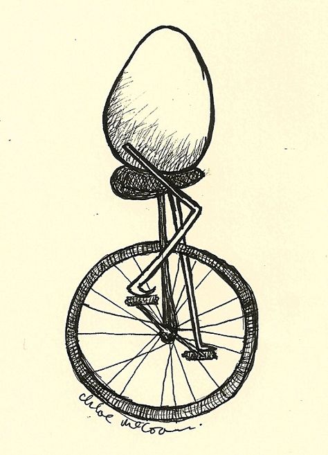 Unicycle Drawing, Unicycle Tattoo, Egg Tattoo, Line Drawing Tattoos, Pencil Art Drawings, Compass Tattoo, Sketchbook Art Inspiration, Art Market, Art Classroom