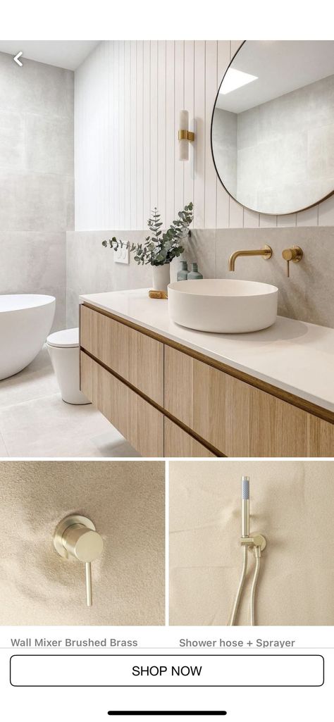 Home Decor Bathroom Decor Inspiration Interior Design Shelving Ideas Bathroom, Modern Hamptons Bathroom, Bathroom Shelf Decor Ideas, Bathroom Shelving Ideas, Modern Home Decor Bathroom, Nordic Farmhouse, Bathroom Moodboard, Bathroom Decor Inspiration, Scandi Bathroom