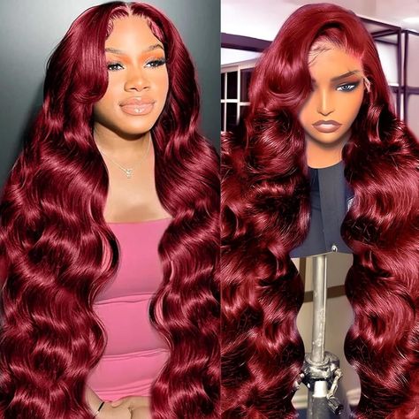 PRICES MAY VARY. 99J Burgundy Lace Front Wigs Material : 99j Body Wave Human Hair Wig, 100% Human Hair Unprocessed Brazilian Virgin 99j lace front wig has natural hairline with enough baby hair, which makes the illusion that the hair grows from your scalp.Full and Thick, Soft and Bouncy, Natural and Healthy, No Shedding, No Tangles,Breathable&Comfortable,invisible,suitable for all skin colors,you will get a lot of compliments when you wearing 13x4 99j Body Wave Wig Feature : 13x4 HD Transparent Burgundy Wig Hairstyles, Wigs Burgundy, Red Lace Front Wigs, Red Wig, 99j Lace Front Wig Side Part, 99j Lace Front Wig, 99j Burgundy Wig, Burgundy Red Lace Front Wig, Burgandy Lace Wigs