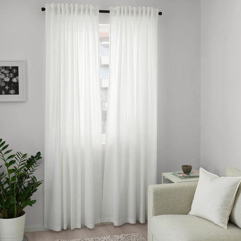 ANNALOUISA Curtains, 1 pair, white, 57x98" - IKEA Curtains Without Sewing, Ikea Island, Room Decor Curtains, Ikea Shopping, Ikea Living Room, Ikea Curtains, Curtain Length, Living Room Decor Curtains, Decor Curtains