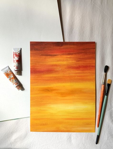 orange and red sunset painting Red And Orange Painting Ideas, Painting With Orange Background, Something In The Orange Painting, Orange Background Painting Ideas, Sunset Background Painting, Orange Painting Ideas, Orange Sky Painting, Orange Sunset Painting, Sunset Drawing Easy