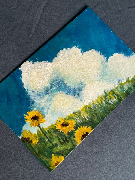 Studio Ghibli sunflowers Studio Ghibli Sunflower, Ghibli Painting Ideas Easy, Ghibli Inspired Painting, Ghibli Easy Painting, Acrylic Painting Studio Ghibli, Studio Ghibli Oil Pastel, Easy Ghibli Painting, Ghibli Studio Painting, Studio Ghibli Canvas Painting