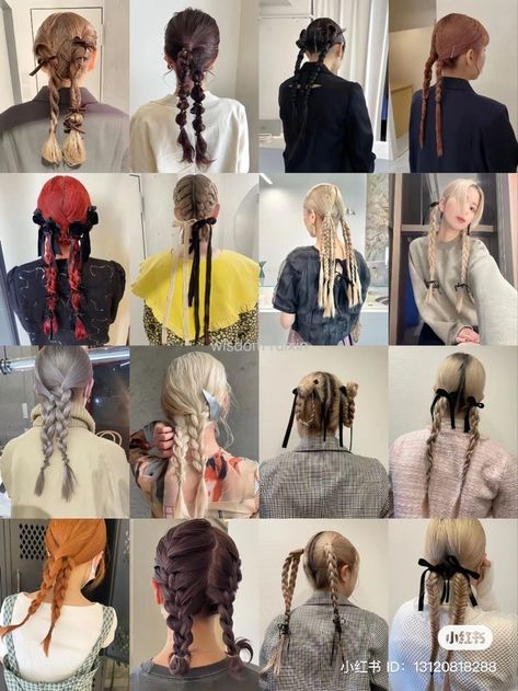 Funky Braided Hairstyles, Creative Long Hairstyles, Easy Braid Ponytail Hairstyles, Black Hair Colored Tips, Random Braids Throughout Hair, Braided Hairstyles For Thinner Hair, Two Braids Outfit, Braided Hair Outfit, Cute Unique Hairstyles