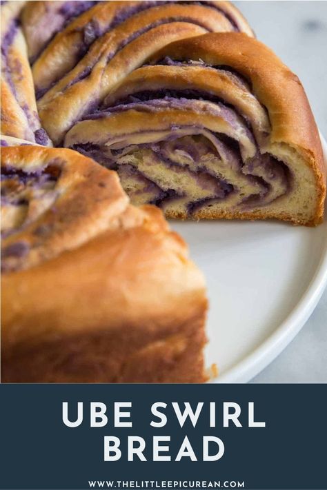 A Filipino variation on cinnamon roll. Ube swirl bread is a soft yeasted dough filled with sweet coconut and purple yam paste. Ube Paste Recipe, Ube Bread, Filipino Bread Recipe, Easy Filipino Recipes, Filipino Dessert Recipes, Butter Mochi, Swirl Bread, Purple Yam, Paste Recipe