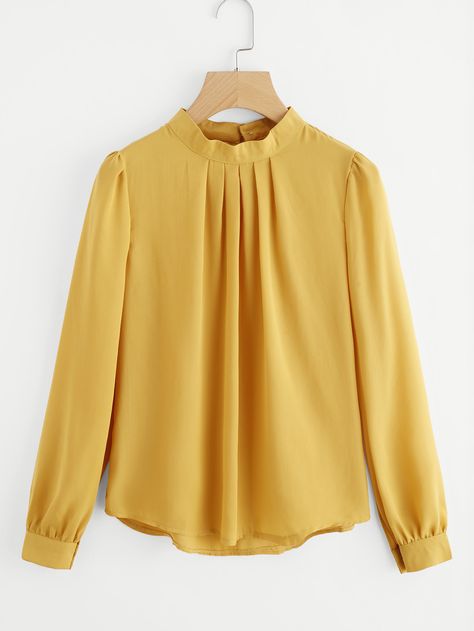 Shop Pleated Detail Button Keyhole Back Chiffon Blouse online. SheIn offers Pleated Detail Button Keyhole Back Chiffon Blouse & more to fit your fashionable needs. Long Sleeve Chiffon Shirt, Pearl Beading, Fall Blouse, Plain Tops, Chiffon Long Sleeve, Spring Shirts, Chiffon Blouse, Blouse Styles, Eminem