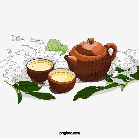 Tea Pot Illustration, Tea Drawing, Tea Cup Drawing, Drinks Art, Milk Art, Handmade Walking Sticks, Chinese Tea Cups, Tea Illustration, Zen Tea