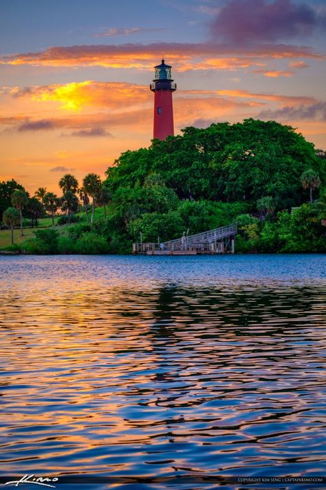 Jupiter Florida Colors at Sunset Over Lighthouse Hobe Sound Florida, Jupiter Lighthouse, Florida Lighthouses, Jupiter Beach, Lighthouses Photography, Lighthouse Photos, Lighthouse Pictures, Jupiter Florida, Water Pictures