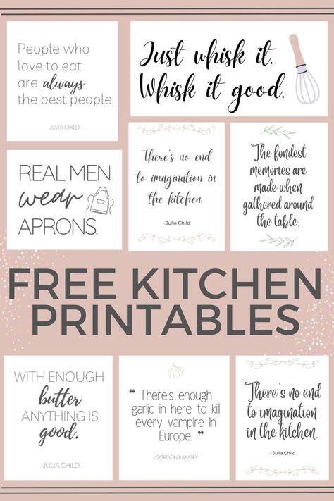 Free kitchen printables to decorate your kitchen with Free Download Printables Wall Art Kitchen, Kitchen Printables Free Prints Wall Art, Kitchen Sayings Signs Quotes Free Printables, Diy Kitchen Wall Art, Free Printable Wall Art Kitchen, Kitchen Quotes Decor Printables, Kitchen Quotes Printable, Kitchen Decor Printables, Kitchen Word Art