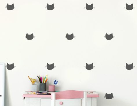 CUTE CAT FACE Wall Decor Stencil, Painting Pattern, Cost Effective Wallpaper Alternative, Kids Room Nursery Wall Decor by IdealStencils on Etsy Cute Cat Face, Face Wall, Small Tins, Paint Types, Cat Wall, Stencils Wall, Stencil Painting, Cat Face, Nursery Wall Decor