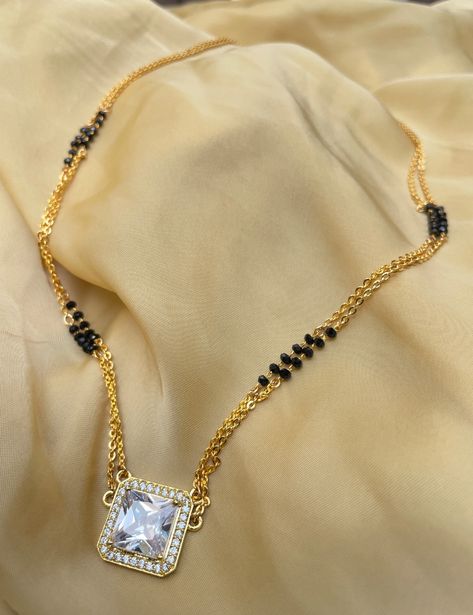 Square Diamond Mangalsutra Gold Plated Mangalsutra Bollywood | Etsy India Double Chain Mangalsutra Gold, Tanishq Jewellery, Rose Mehndi Designs, Diamond Mangalsutra, Mangalsutra Designs, Jewelry Set Design, Trendy Fashion Jewelry, Gold Fashion Necklace, Gold Ring Designs