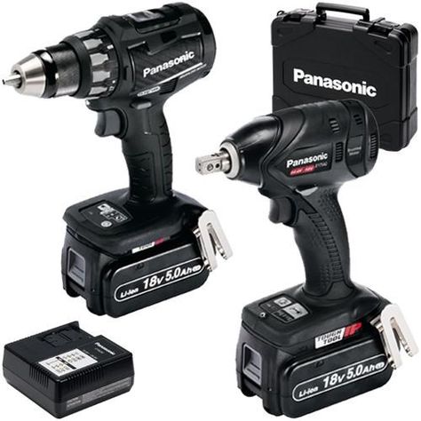 *CLICK TO ENLARGE* Panasonic EYC216LJ2F31 18V Brushless Twin Pack: Drill Driver, Impact Wrench, 2x 5.0Ah Workshop Tools, Work Gear, Wood Works, Cordless Tools, Tool Kits, Garage Tools, Impact Wrench, Drill Driver, Home Tools