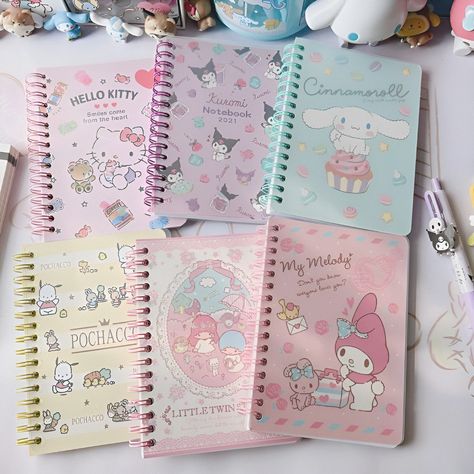 Cartoon Pp, Sanrio Notebook, Kawaii Kei, Anime Hello Kitty, Kawaii Notebook, Sanrio Stuff, Planner Writing, Hello Kitty Crafts, Hello Kitty Kuromi