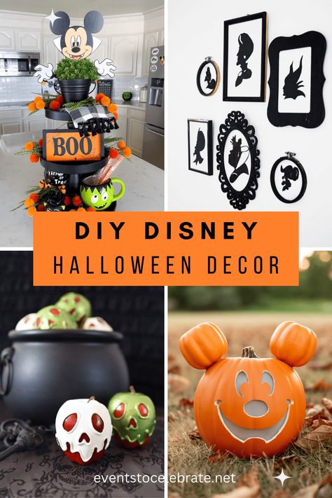 With simple tips, pictures, and tutorials, these DIY Disney Halloween Decorations are a must-have for celebrating the spooky season! Disney Halloween Decor, Disney Halloween Diy, Disney Halloween Decorations, Disney Halloween Parties, Creepy Halloween Food, Halloween Tricks, Mickey Halloween, Diy Disney, Diy Halloween Projects