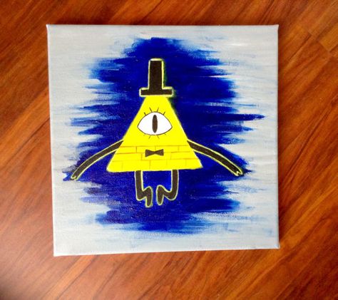 Gravity Falls Painting, Falls Painting, Bill Cypher, Fall Canvas Painting, Gravity Falls Art, Bill Cipher, Autumn Painting, Ap Art, B Day