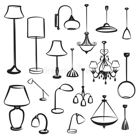 How To Draw A Lamp, How To Draw Furniture, Lamp Design Drawing, Lamp Sketch, Lamp Drawing, Lamp Furniture, Drawing Furniture, Furniture Design Sketches, Interior Architecture Drawing