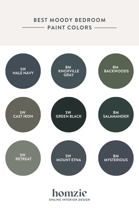 Best Bedroom Paint Colors — Homzie Designs Men’s Room Paint, Dark Den Paint Colors, Nightwatch Paint Color, Bedroom Paint Colors Black Furniture, Dark Cozy Bedroom Paint Colors, Men’s Bedroom Paint Colors, Best Dark Accent Wall Color, Male Bedroom Paint Colors, Dark Color Bedroom Ideas Paint Colours