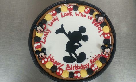 Mickey Mouse Cookie cake Disney Cookie Cake, Mickey Mouse Cookie Cake, Mickey Mouse Cookies, Disney Cookies, Cookie Cake, Cake Cookies, Birthday Cake, I Hope, Cake