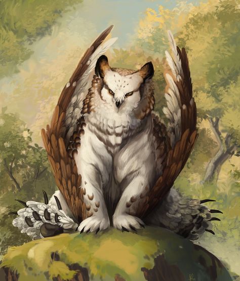 Owlbear Dnd, Dina Norlund, Owl Bear, Mythical Creatures Fantasy, Mystical Animals, Creature Artwork, Mythical Animal, Cute Fantasy Creatures, Fantasy Beasts