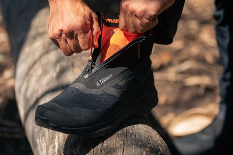 Hands On: adidas TERREX Free Hiker COLD.RDY Hiking Boots | HiConsumption Adidas Terrex Free Hiker, Gore Tex Jacket, High Top Boots, Every Step You Take, Activewear Brands, Adidas Terrex, Training Shoes, Best Brand, All Black Sneakers