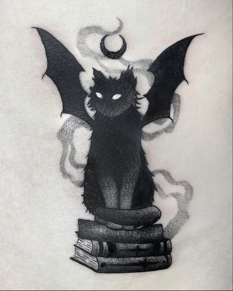 Cat Tattoos Ideas, Germany Tattoo, Atlas Tattoo, Emo Tattoos, Mystical Tattoos, Dog Memorial Tattoos, Tattoo Me, Black Cat Tattoos, Bat Tattoo