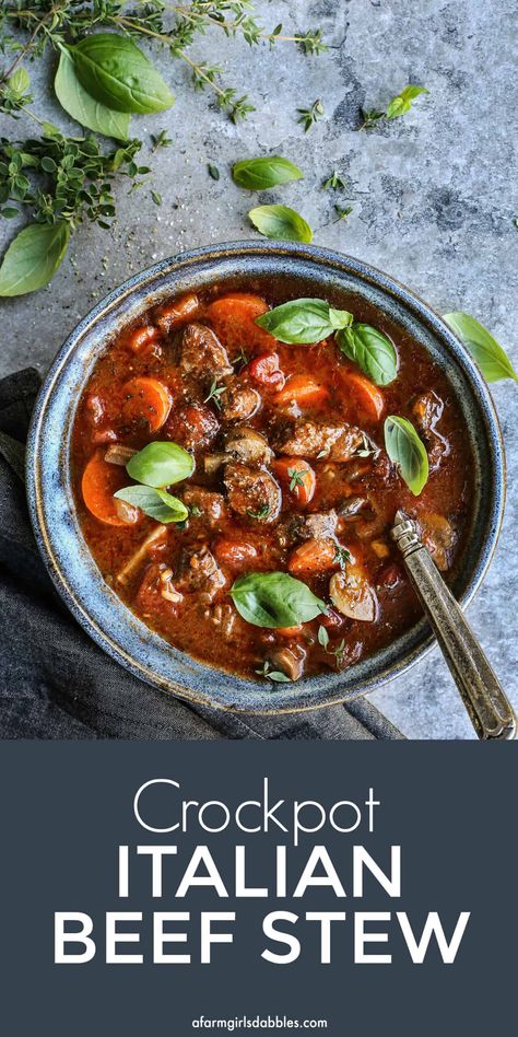 Crockpot Italian Beef Stew Italian Beef Stew Recipes, Crockpot Italian Beef, Italian Beef Crockpot, Italian Stew, Food Crockpot, Crockpot Italian, Beef Stews, Italian Beef Stew, Beef And Vegetables