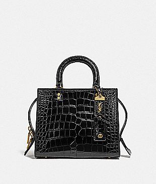 ROGUE 25 IN ALLIGATOR Coach Rogue 25, Coach Rogue, Black Inspiration, Coach Belt, Fall Accessories, Crocodile Leather, Women's Handbags, Coach Leather, Coach Swagger Bag