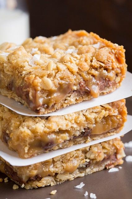 Salted Carmelitas | Cooking Classy Carmelitas Recipe, Caramel Cookies Bars, Oatmeal Cookie Bars, Chocolate Oatmeal, Caramel Recipes, Cooking Classy, Eat Dessert, Cookie Desserts, Sweet And Salty