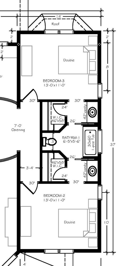 Help with main bath floorplan - Bathrooms Forum - GardenWeb Connected Bedrooms Layout, 2 Bedroom With Jack And Jill Bathroom, Two Entry Bathroom Layout, Jack And Jill Bathroom Ideas Separate Sinks, Shared Bathroom Floor Plan, Bathroom Connected To Two Bedrooms, Bedroom With Jack And Jill Bathroom Layout, Bathroom Layout Ideas No Tub, 2 Bedroom Shared Bathroom Layout