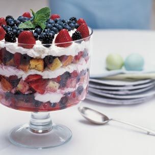 I made this berry trifle for the potential in-laws and it was a big hit (phew). It's super easy and looks so festive and pretty in a trifle bowl (mine is from Pottery Barn). Here is the recipe: http://www.williams-sonoma.com/recipe/berry-trifle.html Lemon Curd Trifle, Cookout Desserts, Marshmallow Desserts, Berry Trifle, Tyler Florence, Tiffani Thiessen, Trifle Dish, Trifle Bowl, Trifle Recipe